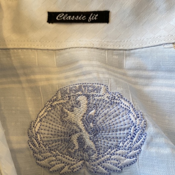 Bugatchi Classic Fit Light Blue Tonal Plaid Cotton Shirt Size Large EUC - Picture 7 of 13